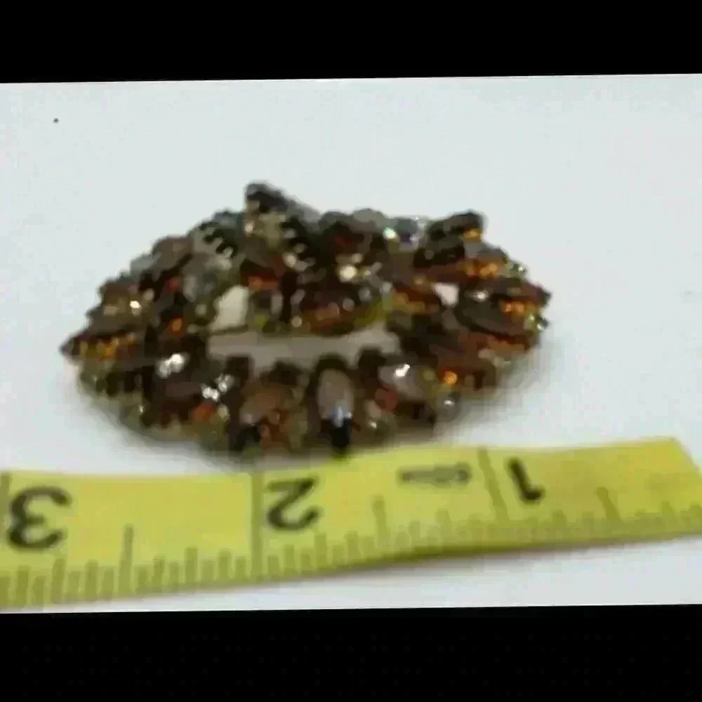 Vintage Juliana Big Rhinestone Brooch Brown & Clear Layered confirmed